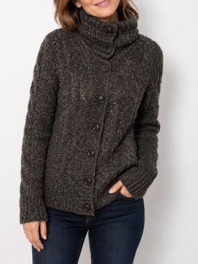 L.L. Bean‎ wool blend brown knit buttoned Cardigan size Large